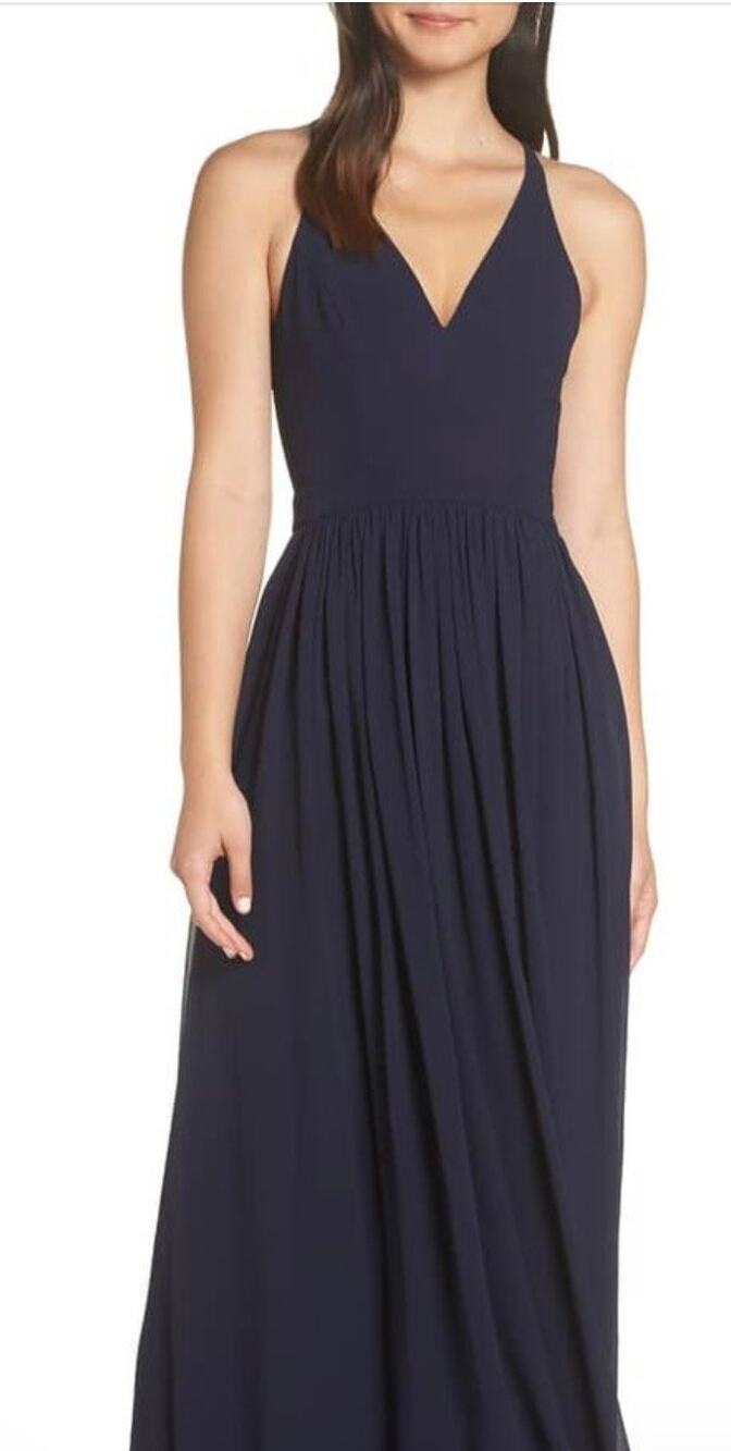 Lulus Everlasting Beauty Blue Maxi Dress Small Lace Back V-Neck Formal Evening
